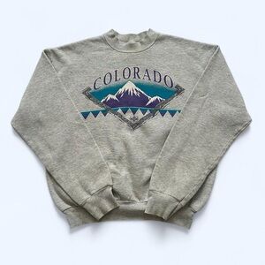 Vintage 1990s Gray Colorado Graphic Men's Sweater L